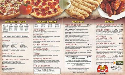 marco's pizza menu with prices and specials