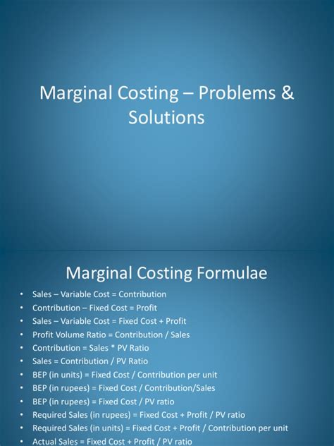The Best Marginal Costing Problems And Solutions Pdf Going Viral