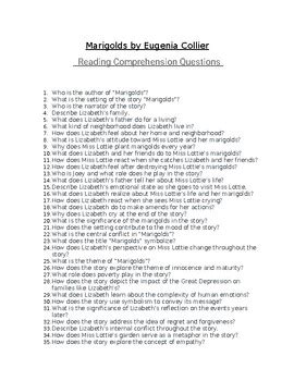 Marigolds Questions And Answers Quizlet