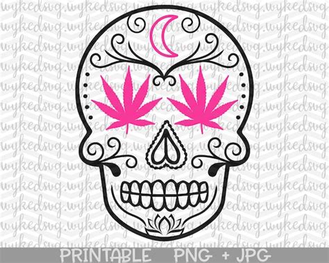 Marijuana Sugar Skull Printable