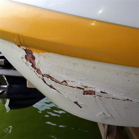 MARINE TEX Repairing Damage To Fiberglass Hull Boat Bottom