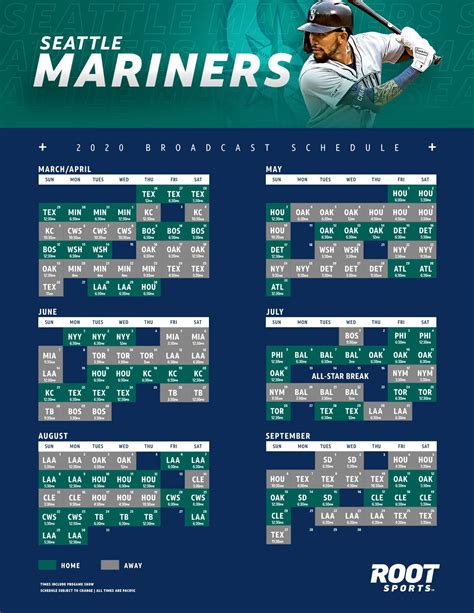Mariners Monthly Schedule