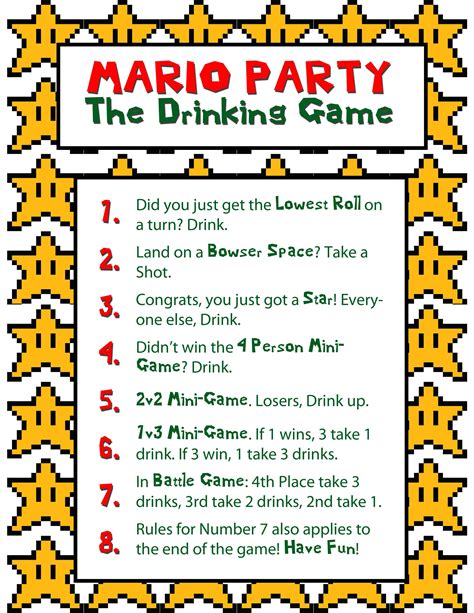 Mario Party Drinking Game Shots