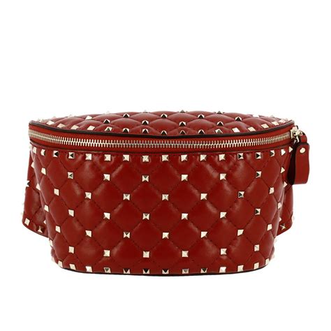 mario valentino red belt bag with studs
