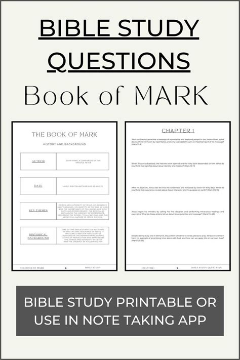 Mark Bible Study Guide Free Printable