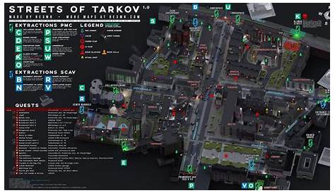 All exfil locations for Escape from Tarkov map Streets of Tarkov - Gamepur