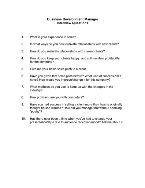 market development manager interview questions and answers pdf
