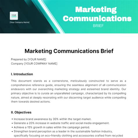Marketing Communication Brief Example