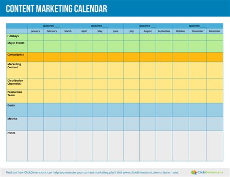 marketing content calendar template