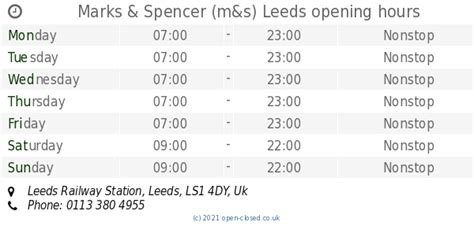 marks and spencer trinity leeds opening times