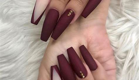 Maroon Acrylic Nails Designs Matte Love These Coffinacrylicnails