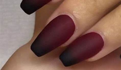 Maroon And Black Matte Nails Guccifiina Coffin Designs, ,