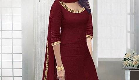 Punjabi Suit For Ladies Stunning Maroon Color Velvet Suit