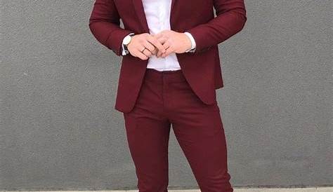 Maroon color men's outfit. Mens casual dress outfits