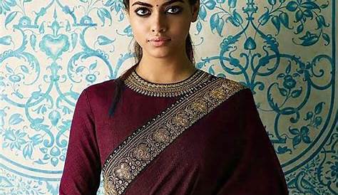 Maroon Color Saree Makeup Amy Jackson Looks In Traditional Indian s