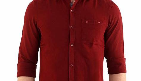 Maroon Color Shirt For Men S Cotton Solid mal