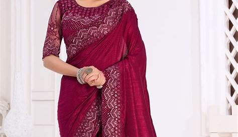 Maroon Colour Saree For Wedding Sterling Satin Silk Fabric
