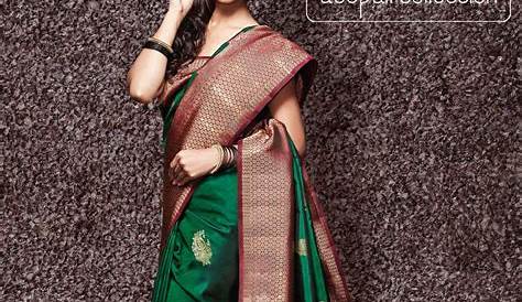 Maroon Embroidered Saree With Green Blouse Brijraj
