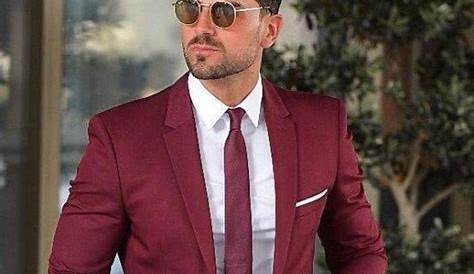 Maroon Colour Wedding Suit Pin On Groom & Groomsmen