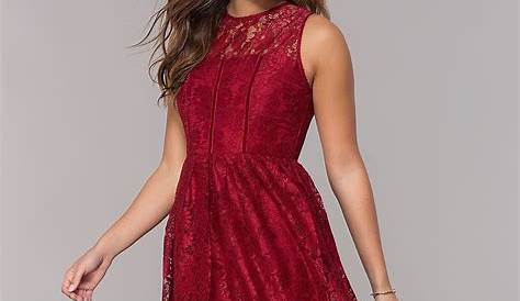 Maroon Dress For Wedding Guest MidiLength Burgundy Lace