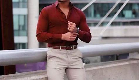 Khaki blazer + maroon dress shirt + white pants + loafers
