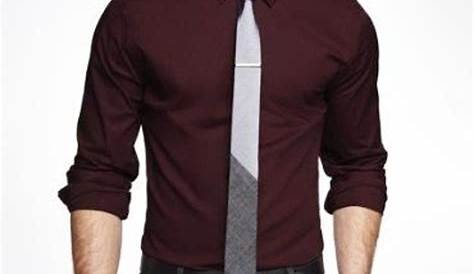 ASOS DESIGN slim sateen shirt in burgundy with wing collar