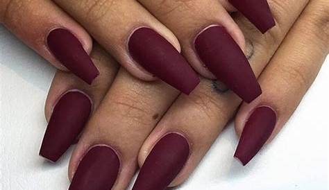 Maroon Matte Acrylic Nails Coffin Pin On