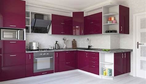 Maroon Modular Kitchen Colour Combination Modern And White , Rs 1260 /square