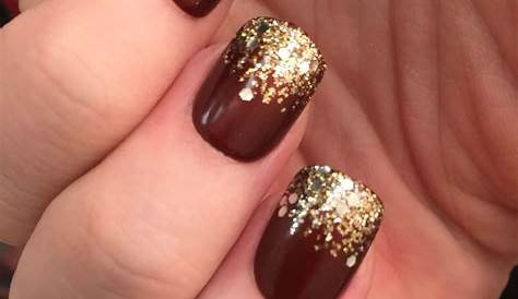 Maroon Nails With Gold Tips 40+ Color Designs Fashionre