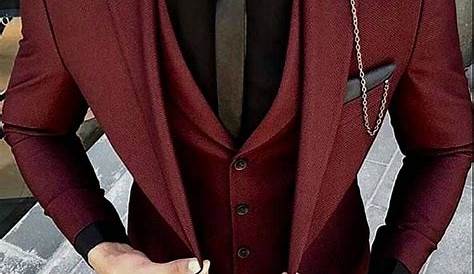 Maroon Suit Black Shirt Pin On Moda Masculina