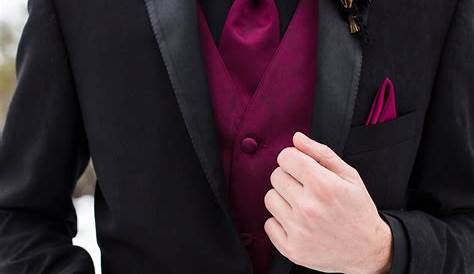 Maroon Suit With Black Vest Burgundy Wedding Tuxedos 2019 Two Button Peaked Lapel