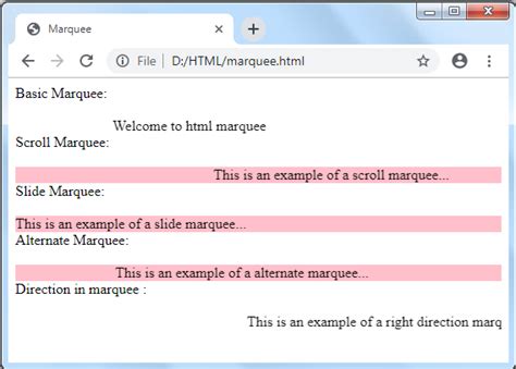 Marquee Tag In Html Vertical Direction