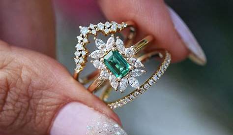 Marquise Cut Emerald And Diamond Ring Antique Petal Engagement With In