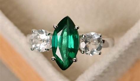 Marquise Cut Emerald Ring With Diamond Accents T7wcdd P Etsy
