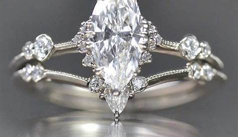 Marquise Cut Engagement Rings 0 85 Carat Side Stones Ring In 14k White