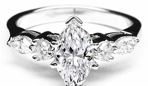 6 Stone Marquise Diamond Engagement Ring Setting 18k White Gold