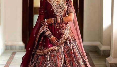Marriage Maroon Colour Bridal Lehenga Buy Sequins Raw Silk Choli With Pink