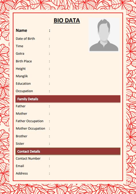 marriage biodata resume Bio data for marriage, Bio data, Marriage