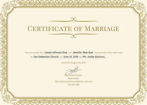 Blank Marriage Certificate Template