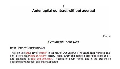 Fast FREE contract download | Antenuptial contract without the accrual