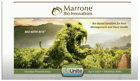 Marrone Bio Innovations Inc CCO Reveals Highlights From