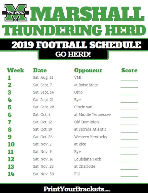 marshall university schedule