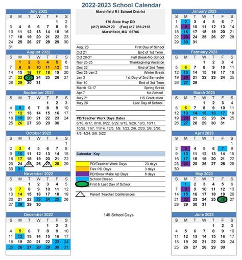marshfield mo school calendar 2022