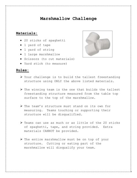 Marshmallow Challenge Instructions Pdf