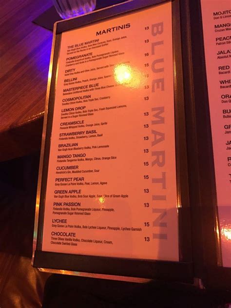 Martini Lounge Menu