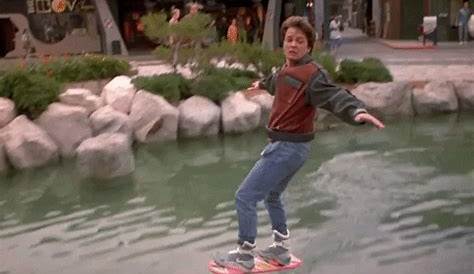 mazeon pixel art Marty McFly rides the Hoverboard