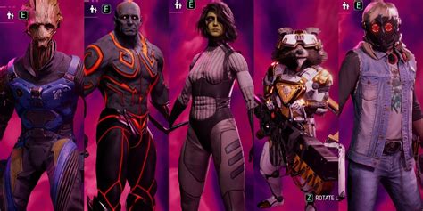 marvel guardians of the galaxy all outfits