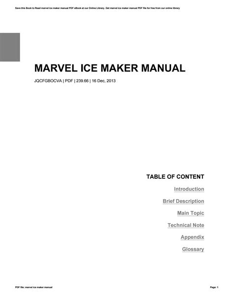 Marvel Ice Maker Error Codes