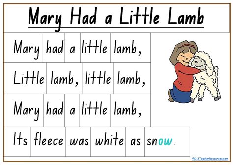 Mary Had a Little Lamb Printable Pack Simple Living. Creative Learning