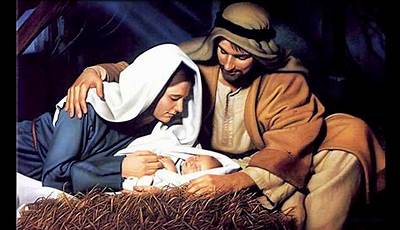 Mary Joseph And Baby Jesus Painting Christmas Nativity
